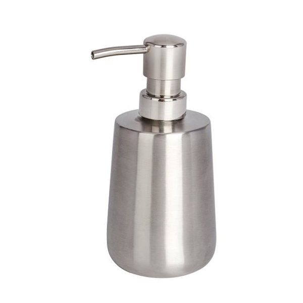 WENKO Dispenser för flytande tvål, fast, kapacitet 420 ml, rostfritt stål, 8x16x9 cm, matt
