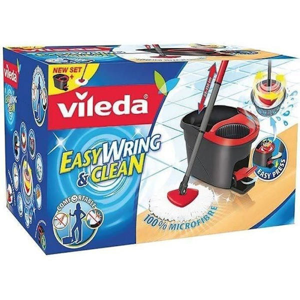 VILEDA Set Easywring ren mopp + snurrhink Svart, vitt och rött