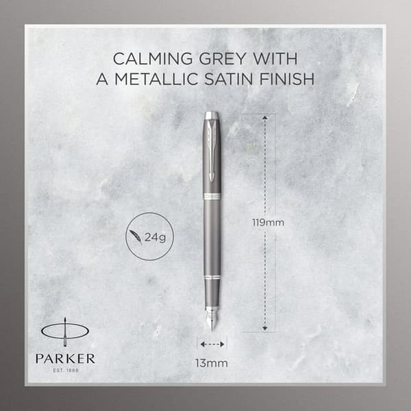 Parker IM Skrivritualer - Grå gradientfjäderpenna, fin spets, kromfinish, presentförpackning grå