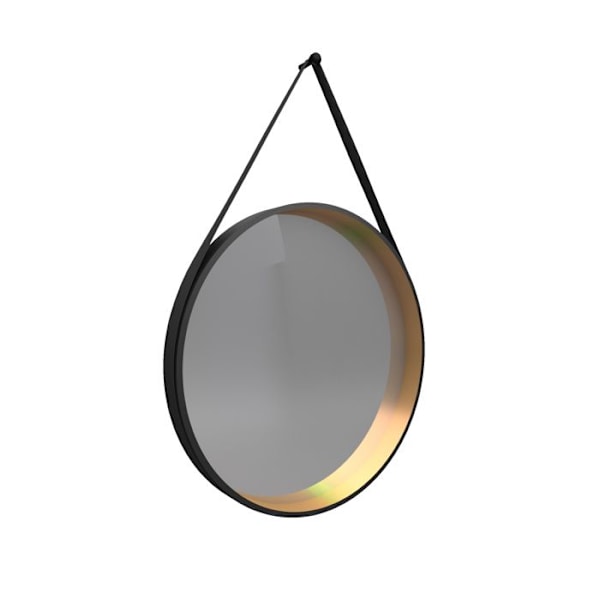 Rund badrumsspegel - diameter 55cm - mattsvart och bronsfinish - CIRCLE HORUS