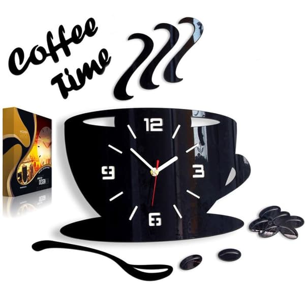 Väggklocka - Modernclock - Coffe3dBlack - 3D-effekt - 12 färger - Svart Svart