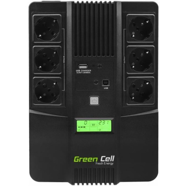 Green Cell® UPS USV Inverter 600VA (360W) 230V Avbrottsfri strömförsörjning Line-Interactive AVR Power Supply USB/RJ45