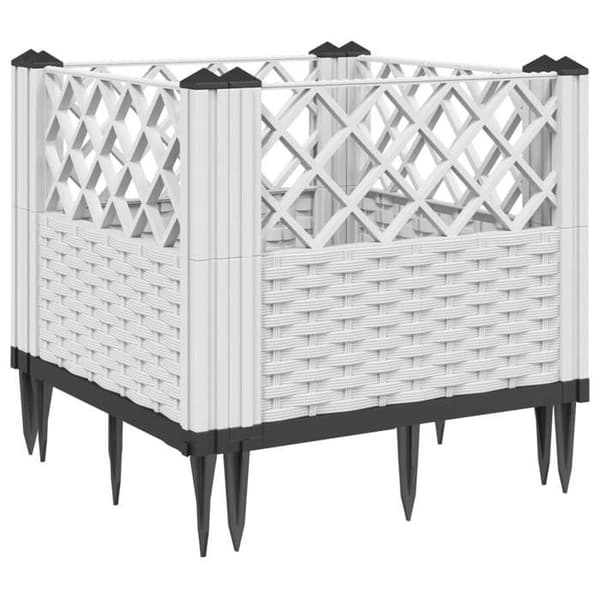vidaXL Blomlåda med pinnar vit 43,5x43,5x43,5 cm PP 368010