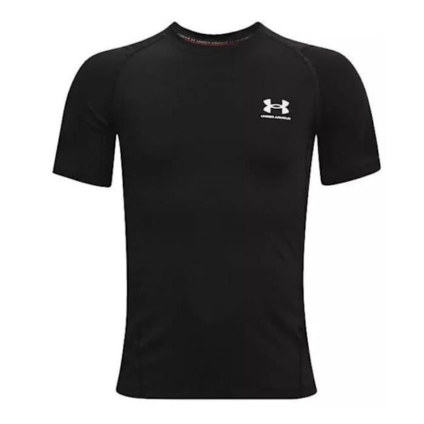 Under Armour Heat Gear Armour t-shirt för pojkar - svart/vit - 10/12 år Svart vit 14-16 år gammal