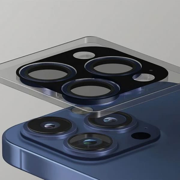 Skyddsglas - UNIQ - iPhone 16 Pro - Kameraskydd - Härdat glas - Blå