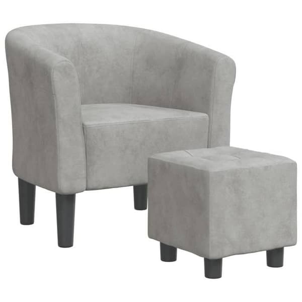 vidaXL Fällbar Fauteuil med Fotstöd, Stol med Armstöd, Soffa med Ryggstöd, Polstrad Sittplats Vardagsrum Sovrum, Grå 356449 ljusgrått