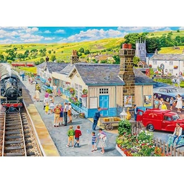 Puzzle - TREFL - Teatime - Station - 1000 bitar - Nostalgisk stämning - Ekologisk Flerfärgad