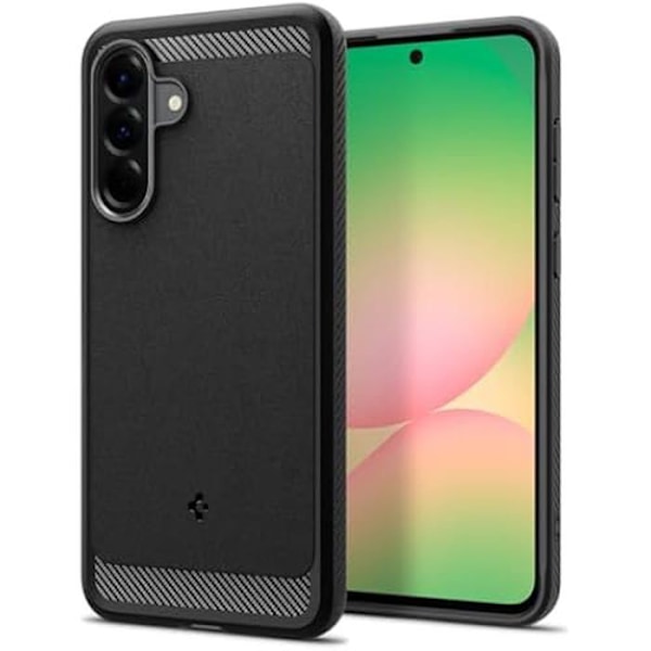 Coque - SPIGEN - Rugged Armor - Kompatibel med Samsung Galaxy A56 5G - Stötabsorberande - Kolfiberdesign - Matt Svart