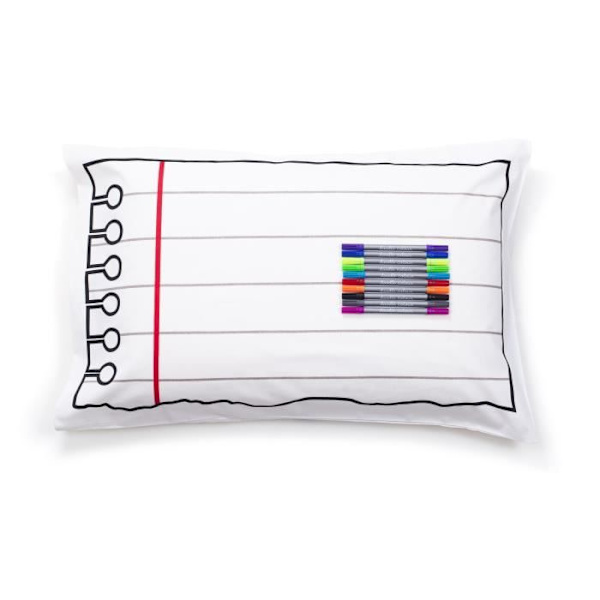 Örngott - Eat Sleep Doodle - 75x50 cm - Syntetisk - Tvättbar - Rektangulär