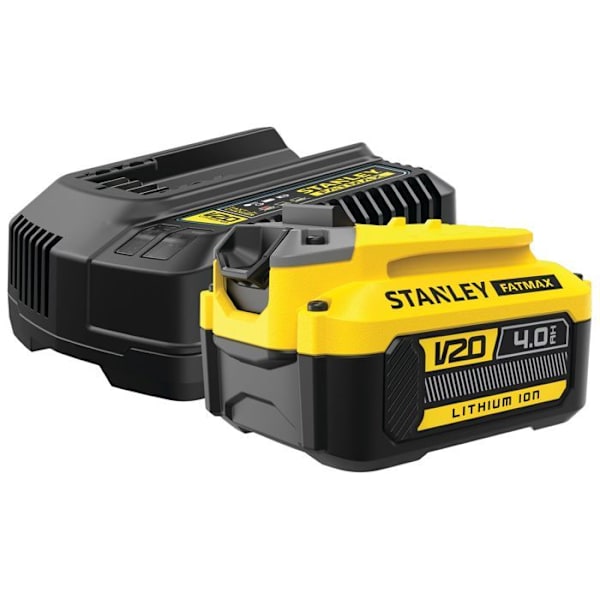 Batteripack 18V 4 Ah + laddare 2A - Stanley Fatmax - Kompatibel med STANLEY FATMAX V20-serien - SFMCB14M1-QW Gul