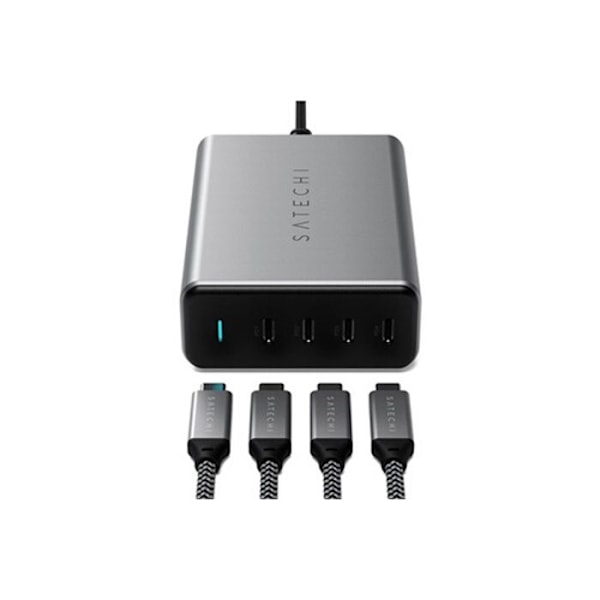 USB-C-laddare - Satechi - 165W PD GaN - 4 portar - Rymdgrå - Galliumnitrid