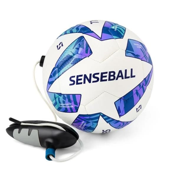 Senseball fotboll vit blå tre