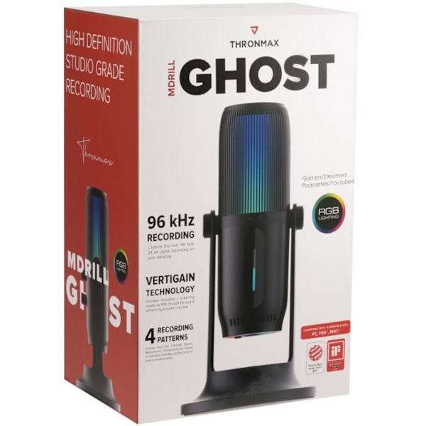 Mikrofon Thronmax MDrill Ghost RGB USB - Svart Svart