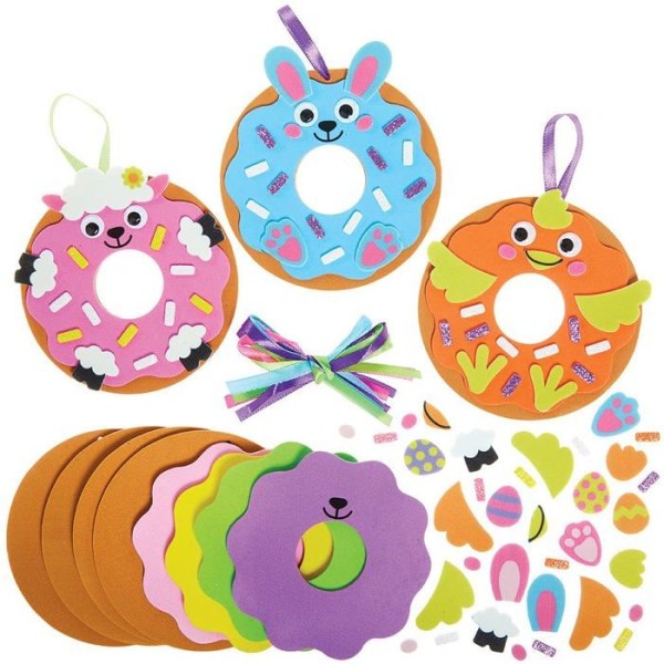 Baker Ross - FX541 - Easter Donut Kits - Set om 8, Foam Easter Craft Kits för barn