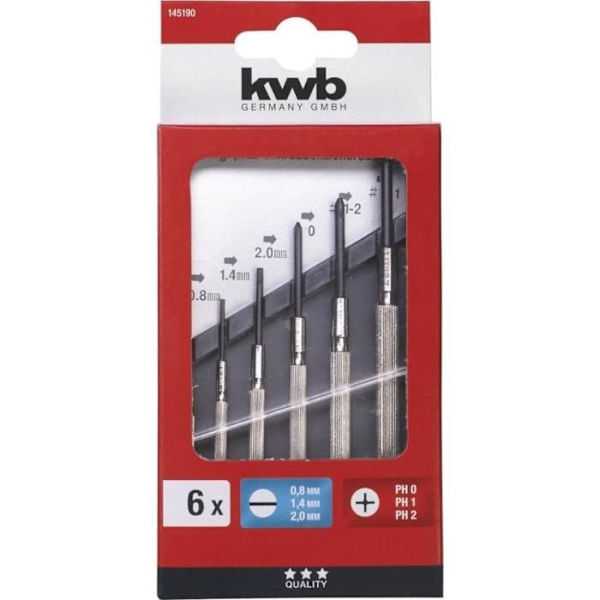Urmakarlåda - KWB - 145190 - 6 stycken - Klockverktyg - Roterande huvud
