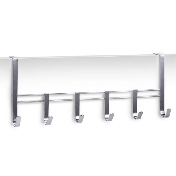 Klädhängare - Zeller - 6 krokar - Kromad metall - 51 x 20,5 x H 10 cm - Modern design Kromad metall