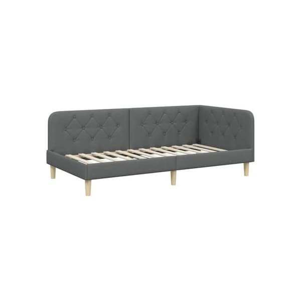 Sängram i tyg - vidaXL - Mörkgrå - 90x190 cm - L-formad design - Mångsidig sängsoffa Mörkgrå