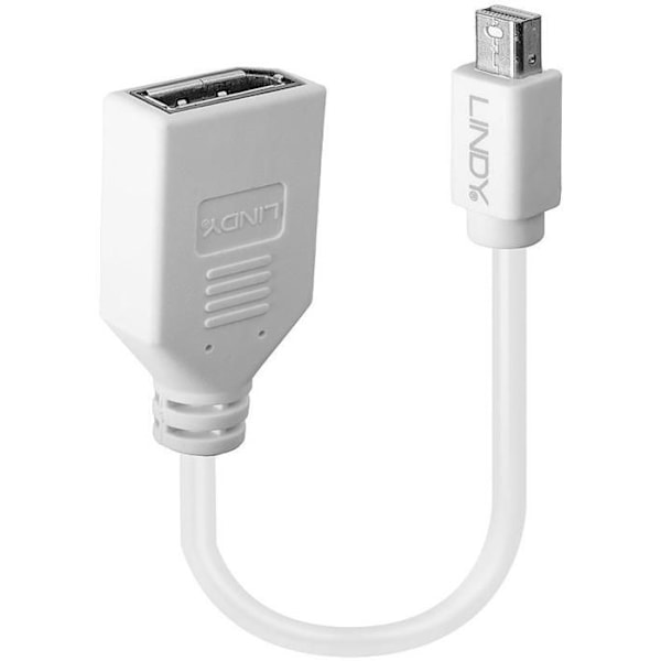 Adapterkabel - LINDY - Mini DP till DP - 20 cm - 360° skärmning - Vit