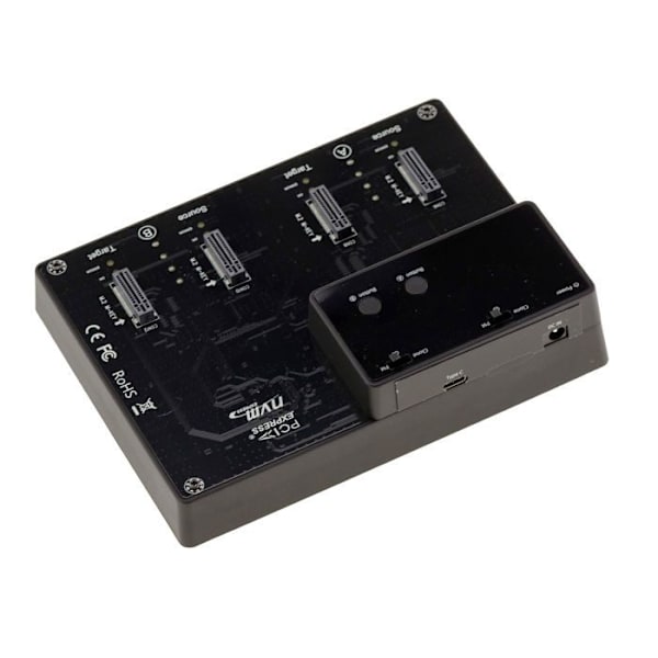 USB-dockningsstation för 4 M2 NVMe SSD, USB3.2 Gen2 10GB-anslutning. Dockning med KLONINGSFUNKTION och extern strömförsörjning