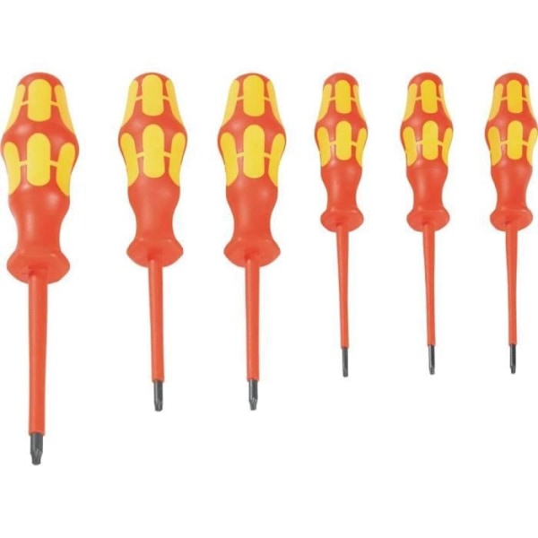 Skruvmejsel - WERA - Set med 6 st VDE TORX Storlek TX 8 x 80/TX 9 x 80/TX 10 x 80/TX 15 x 80/TX 20 x 80/TX 25 x 100
