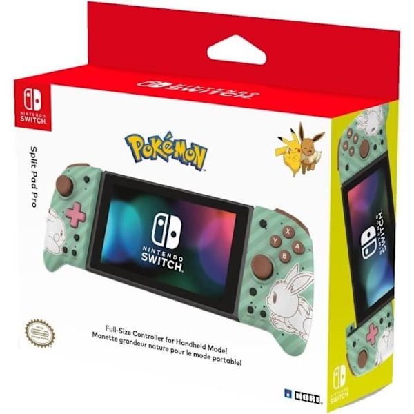 Manette Joy-Con - HORI - Split Pad Pro - Motiv Pikachu och Evoli - Trådbunden - Grön Grön