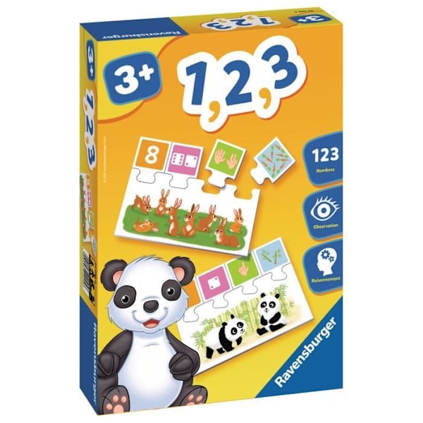 1, 2, 3 - Pedagogiskt spel - Lära sig siffror - Ravensburger - Från 3 år Flerfärgad