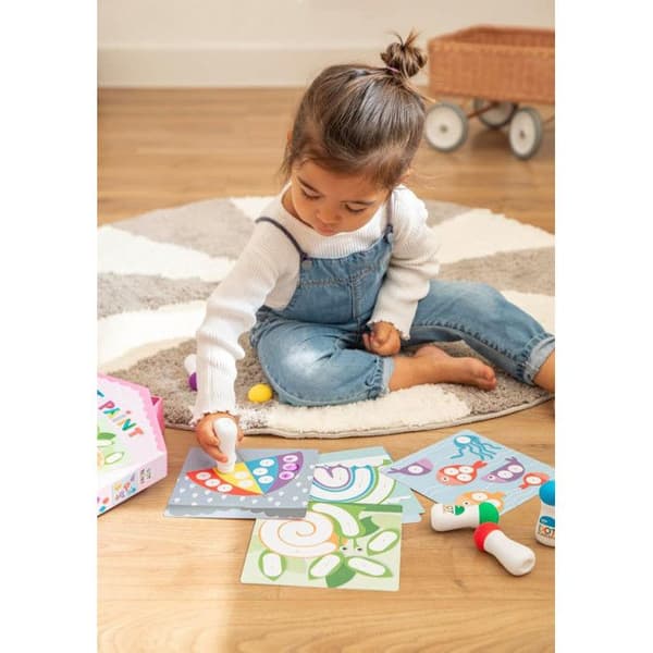 Målarset - 6 stämplar + 6 teckningar - Barn - Från 3 år - Utvecklingsspel - Apli