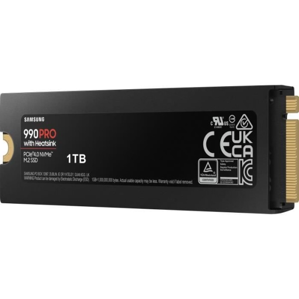 SAMSUNG - 990 PRO - Intern SSD - 1 TB - Med kylfläns - PCIe 4.0 - NVMe 2.0 - M2 2280 - Upp till 7450 MB/s (MZ-V9P1T0GW)