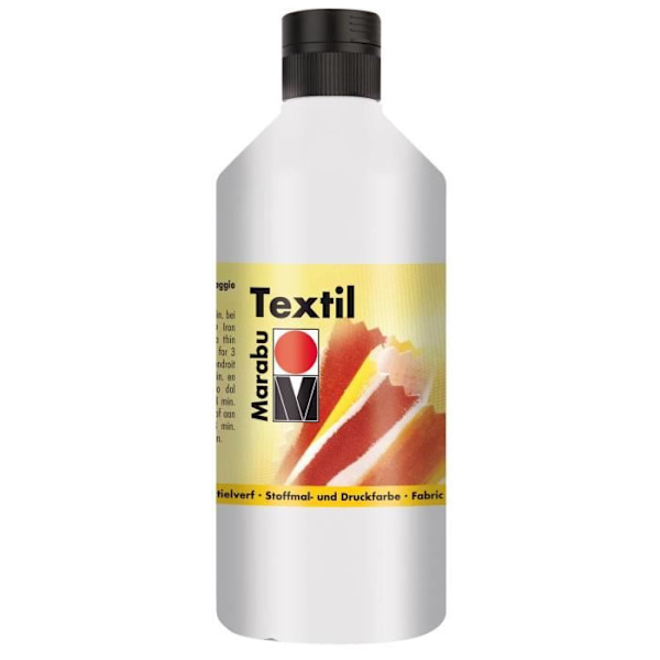 Marabu vit textilfärg 500 ml - för bomull, linne, siden och syntetiska tyger upp till 20% blandning Vit