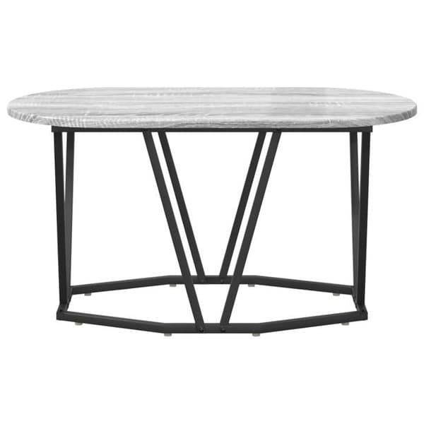 Soffbord - Grå Sonoma - Oval - Ingenjörsträ - Svart Metall grå