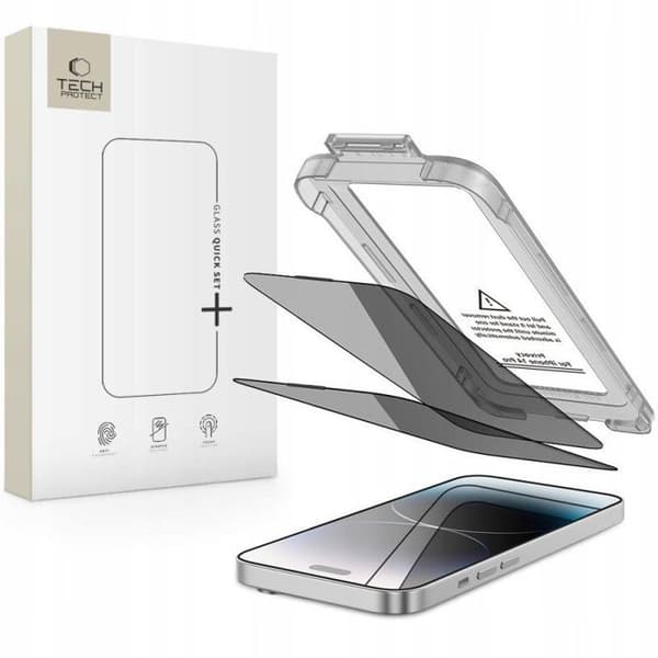 Sekretessglas - HOFI - iPhone 14 Pro - Quick Set Spy+ - 2-pack - Vit