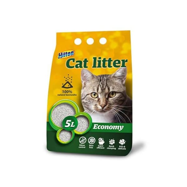 Kattströ - Hilton - Bentonit Ekonomi - Agglomererande - 5L - Grå