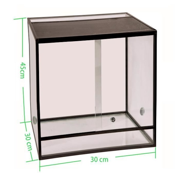 Terrarium - Elegans - Aluminium - 30x30x45 cm - Svart - Reptil svart