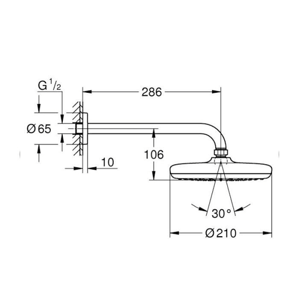 Duschset - Grohe - Tempesta 210 - 286 mm - 1 stråle - Krom Krom