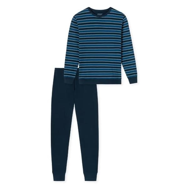 Pyjamas - Schiesser - Basic - Blå - 100% Bomull - Maximalt komfort Blå M
