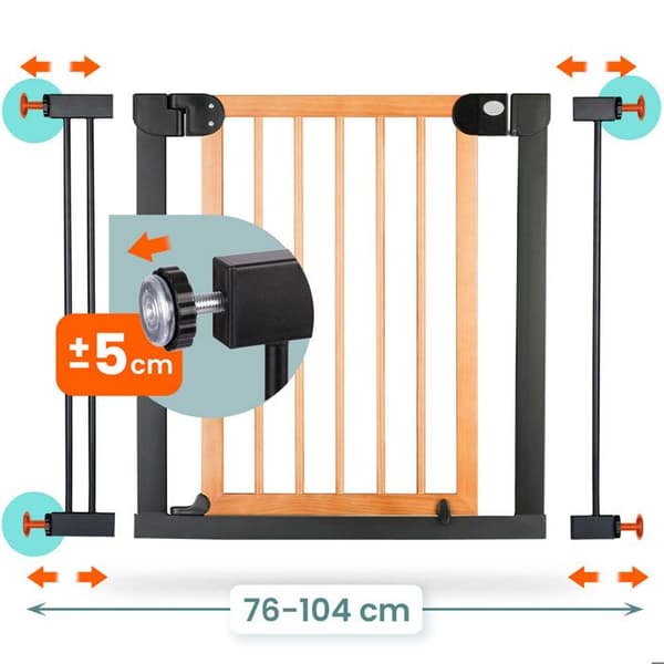 Barnsäkerhetsbarriär - Nukido - Svart - Modell 718200 - Tryckmontering - Justerbar bredd