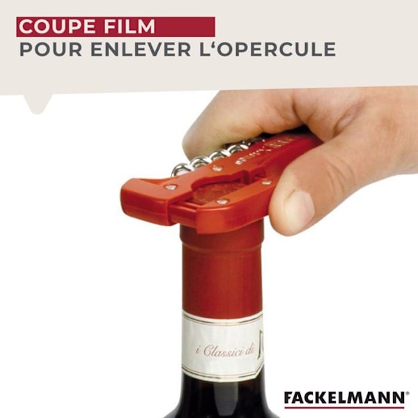 Korkskruv - Fackelmann - DOUBLEPULL - Rostfritt stål - Svart - 1 st Röd, Svart