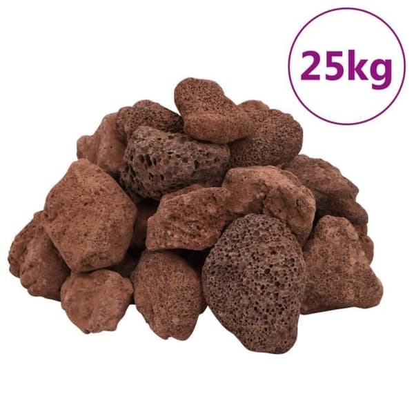 Vulkaniska stenar - VIDAXL - 25 kg - Röd - 5-8 cm
