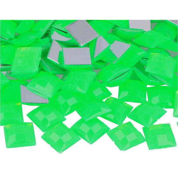 Innspiro - Z2151609 - Fluorgröna fyrkantiga dekorativa akrylstenar 16 x 16 mm. 500 u.Ca.