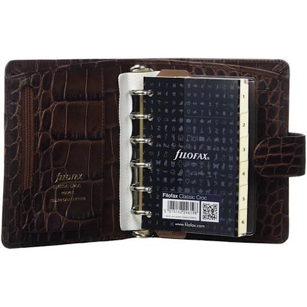 Agenda organisatör - Classic Croc - Pocket - Hårt omslag - 19 mm ringmekanism - Unisex Brun