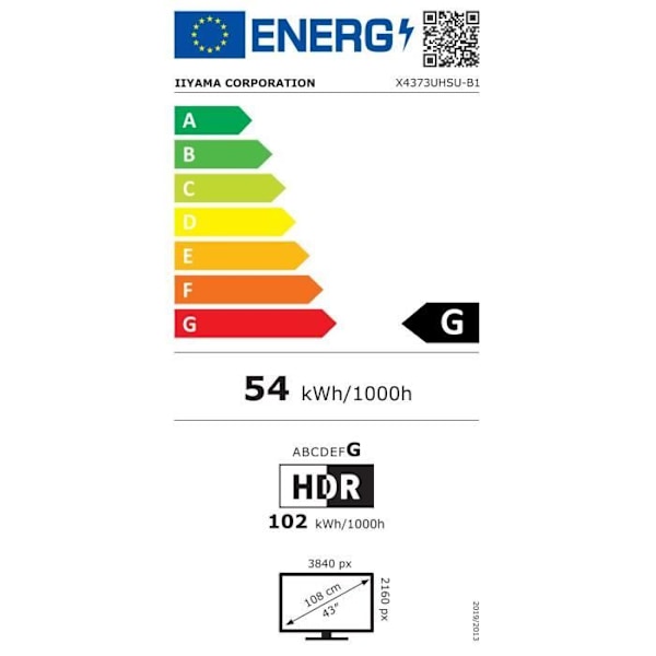 PC-skärm - IIYAMA - X4373UHSU-B1 - 43" VA LED 4K 3840 x 2160 - 3ms - 60Hz - 2 x HDMI 1 x DP 1x mini DP