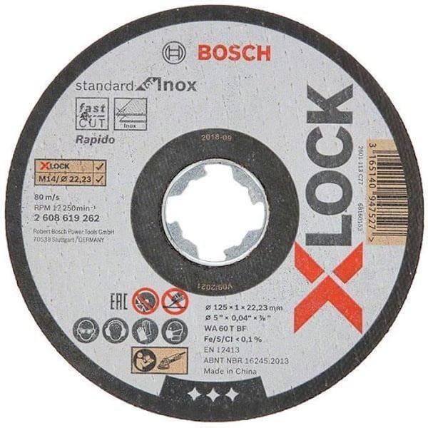 BOSCH 10 platta kapskivor X-LOCK 125mm - Standard för Inox