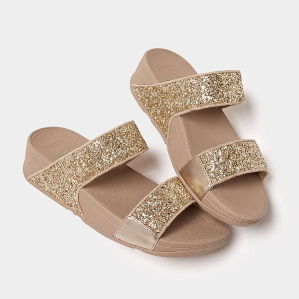Mules med kilklack - FitFlop - Lulu Slide - Svart - Microwobbleboard-sulor - Glittrande paljetter svart glitter