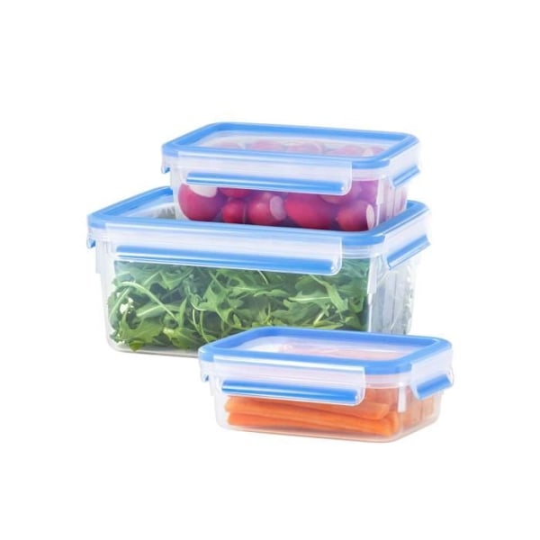 EMSA Set med 3 Clip&Close 3D-matbehållare - 1/2,3/3,7 L - Plast Transparent
