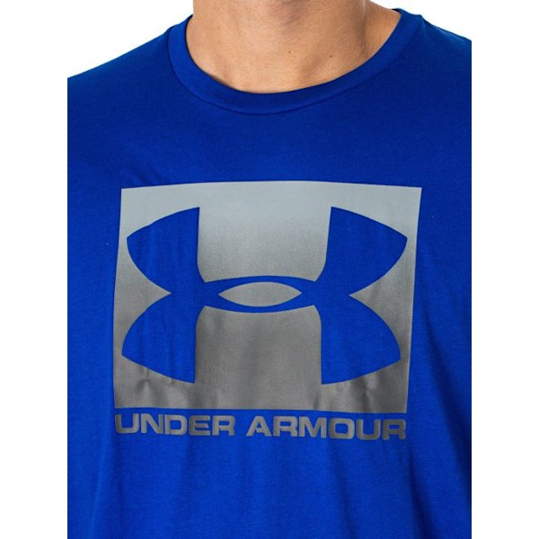 Under Armour Boxed Sportstyle SS T-shirt herr i blå bomull Blågrå XL