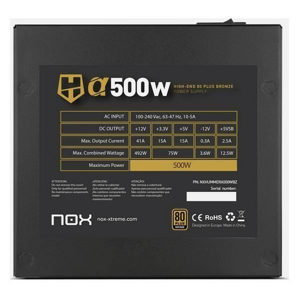NOX NXHUMMERA500WBZ 500W Strömförsörjning - - - NOX