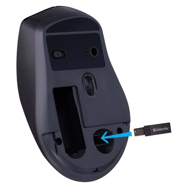 Trådlös mus Defender EFFECT X MS-095, optisk, klickfri, tyst, 1600 dpi, svart