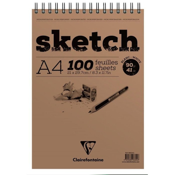 Skissblock - Ej specificerat - 21x29,7 cm - 90 gram - 100 ark - Vit