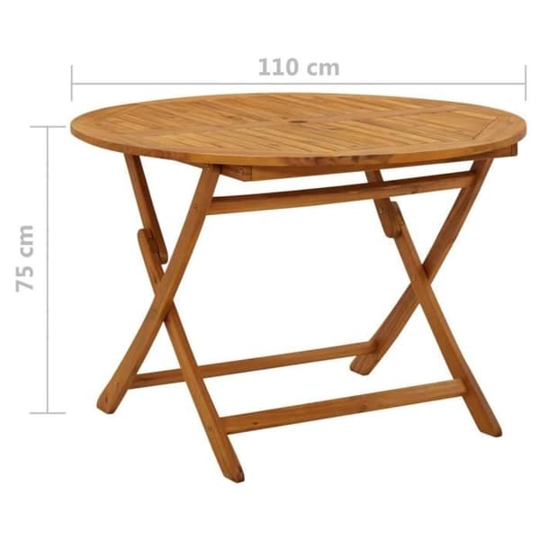 vidaXL Fällbart trädgårdsbord 110 cm Massivt akaciaträ brun