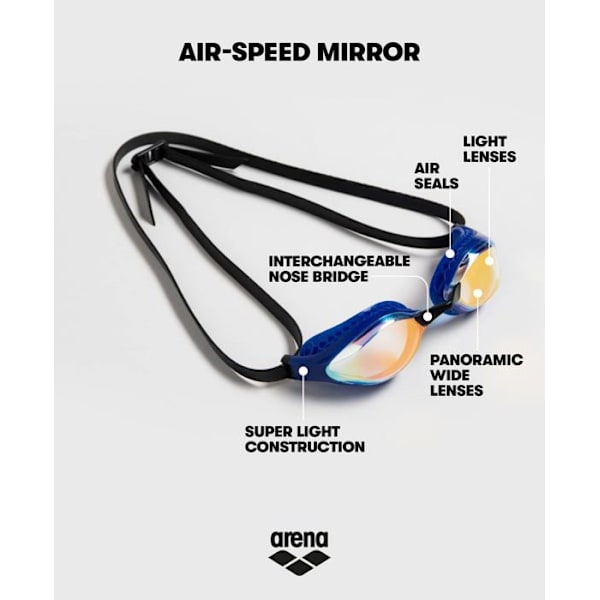Dykglasögon - Arena dykmask - 003151-206-NS - Air-speed Mirror Dykglasögon för män (paket med 1)